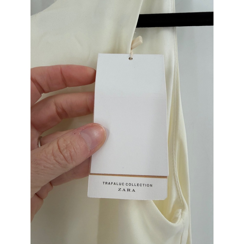 NWT Zara Maxi Dress Womens S Cream Layered High Slit Minimalist Chic - Picture 5 of 13